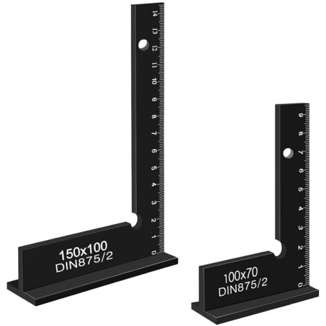 Set di squadre da carpentiere da 2 pezzi, 100 x 70 mm e 150 x 100 mm, squadre da carpentiere in alluminio per marcatura, precisione