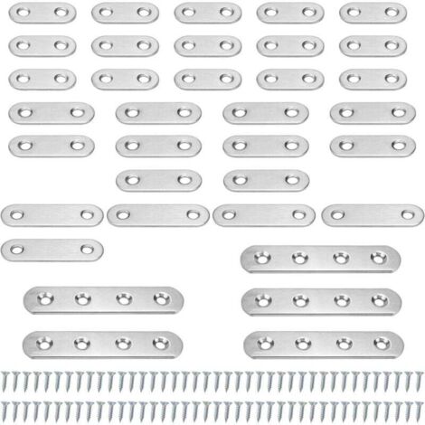 Set di staffe angolari piatte da 35 pezzi, staffa angolare di fissaggio in argento, staffa angolare in acciaio inossidabile, fornita con 80 viti, staffa angolare in metallo adatta per la riparazione e