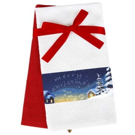 Set di strofinacci da cucina natalizi 2 pezzi Merry Christmas bianco blu Greno Cotton