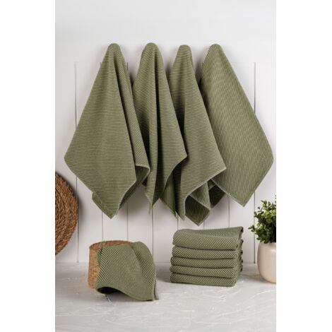 Set di strofinacci da cucina Set 90% Cotone / 10% Poliestere Verde scuro