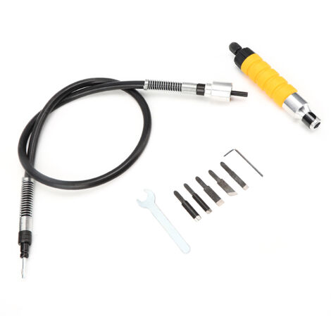 Set di strumenti elettrici per carpenteria con scalpelli per intaglio del legno, manico giallo, senza sforzo, con chiave