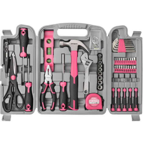 Set di strumenti fai da te rosa da 54 pezzi per donna, ufficio e garage. Set completo di strumenti domestici di base per donne
