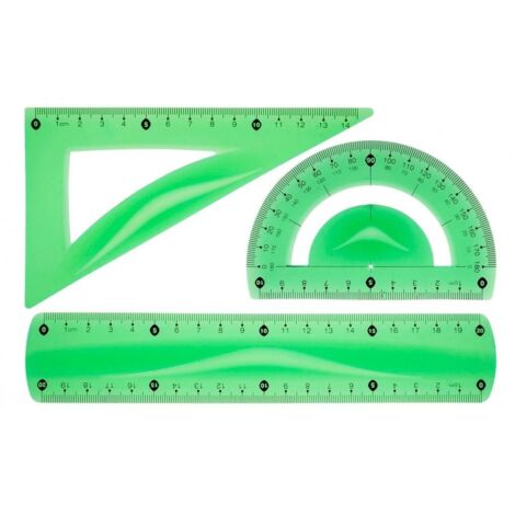 Set di strumenti geometrici con righello da 20 cm. Verde.