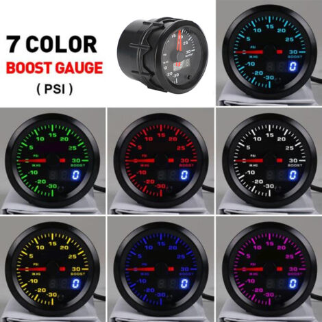 Set di strumenti per la modifica dell'auto con misuratore Turbo Boost LED da 52 mm/2 pollici a 7 colori