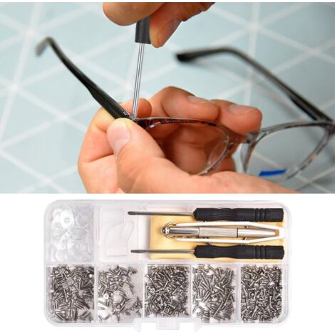 Set di strumenti per la riparazione degli occhiali, con piccoli dadi, micro cacciavite, micro viti per la riparazione degli occhiali, micro viti di riparazione minuscole, per occhiali da vista, occhia