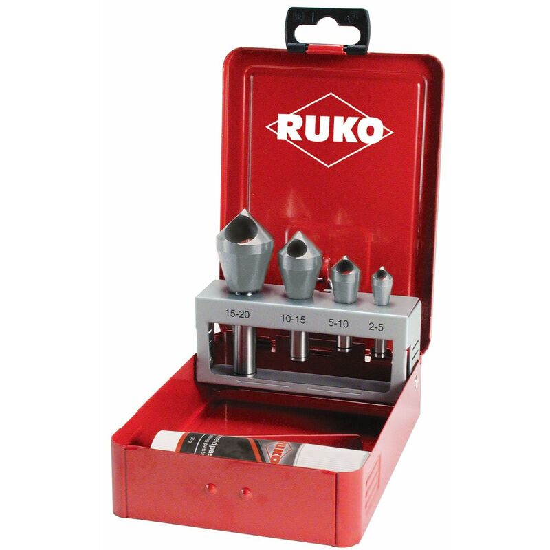 Image of R102312 - Set di 5 pezzi per sbavatura e conico in acciaio hss, 90 gradi, finitura brillante, 5 pezzi - Ruko