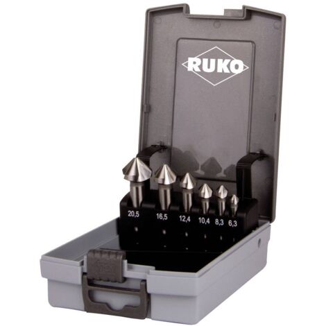 Set di svasatori DIN 335C 90 gradi 6,3-20,5 mm HSS-Co5 6 pezzi Ku.-Kass.RUKO