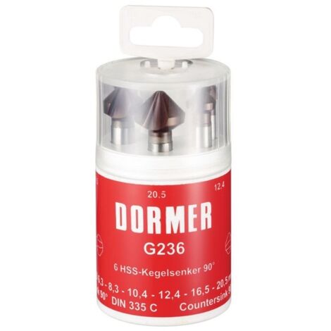 Set di svasatori DIN 335C 90 gradi No.5 6,3-20,5 mm HSS TiAlN 6 pezzi presa tonda DORMER