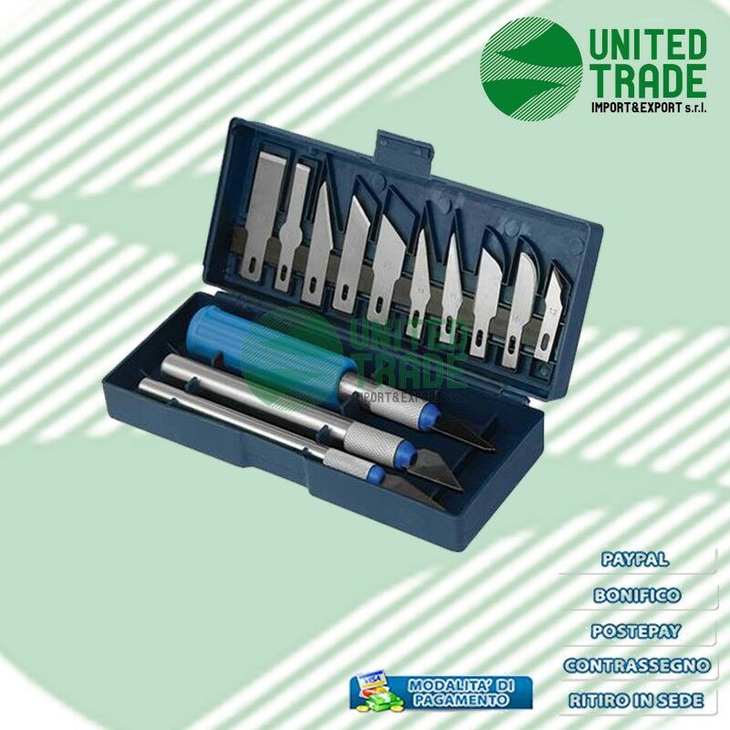 Image of United Trade - Set di coltelli di precisione con lama bisturi 16 pezzi sostituibile