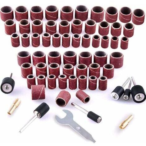 Set di tamburi abrasivi da 531 pezzi per utensili rotanti Dremel, con 504 tamburi abrasivi, 24 mandrini e 2 mandrini autoserranti.