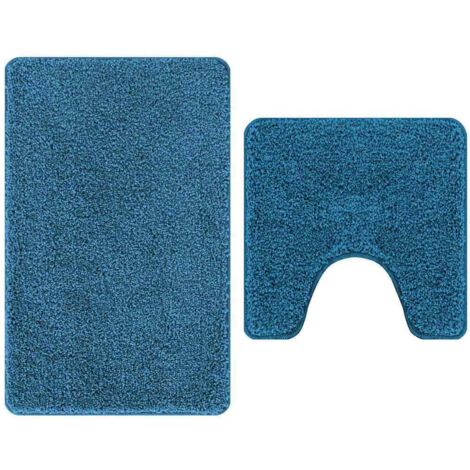 Set di tappetini antiscivolo per il bagno 2 pcs Blu PP vidaXL