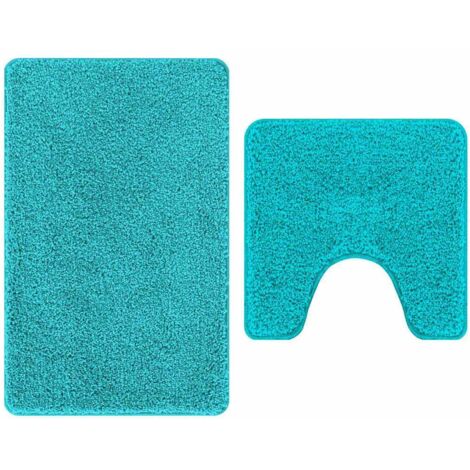 Set di tappetini antiscivolo per il bagno 2 pcs Turchese PP vidaXL