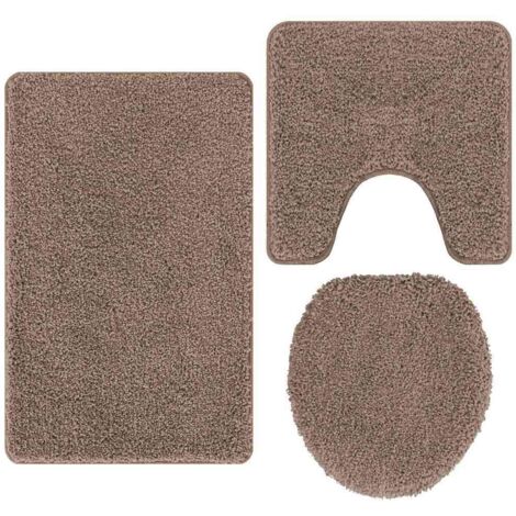 Set di tappetini antiscivolo per il bagno 3 pcs Marrone PP vidaXL