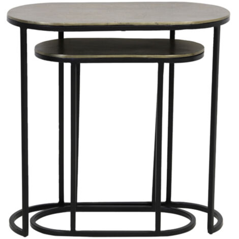 Set di tavolini Light & Living Bocov in bronzo anticato e nero -
