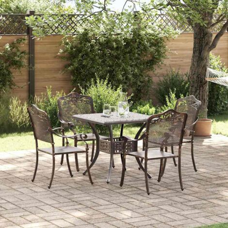 Set di Tavolo da Giardino 5 pcs Bronzo Alluminio pressofuso vidaXL