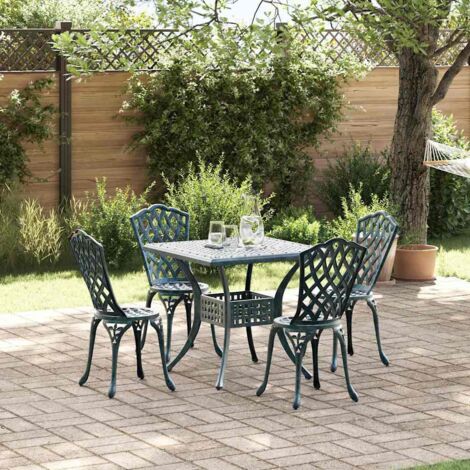 Set di Tavolo da Giardino 5 pcs Verde Alluminio pressofuso vidaXL