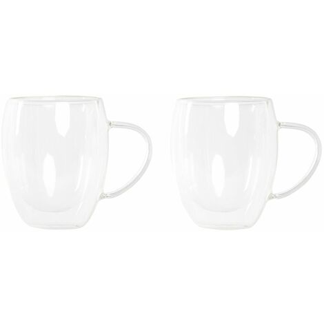 Set 2 pezzi tazza cappuccino senza piattino in vetro borosilicato termica  casa collection