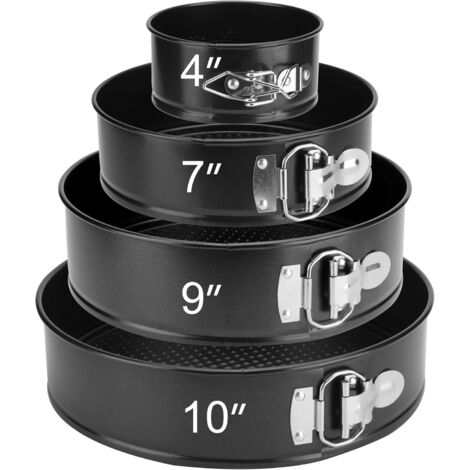Set di teglie rotonde per torte, teglie a cerniera antiaderenti in acciaio inox con fondo rimovibile (11 cm/ 18 cm/ 23 cm/ 26 cm)
