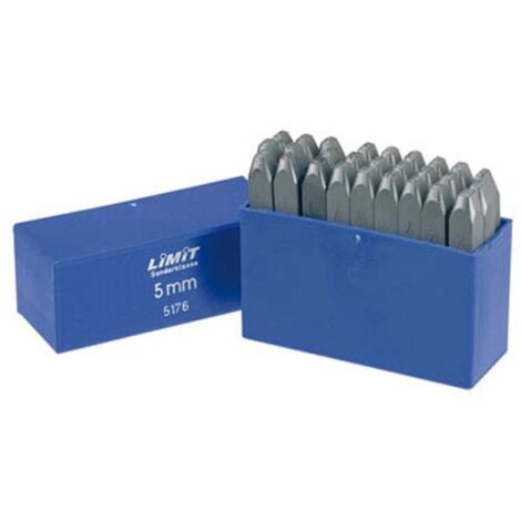 Set di timbri con lettere dalla A alla Z, altezza lettera 6 mm. Limite