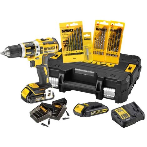 Kit Trapano avvitatore a percussione DeWalt DCD805 con 2 batterie 1,7Ah  Powerstack [DCD805E2T-QW]