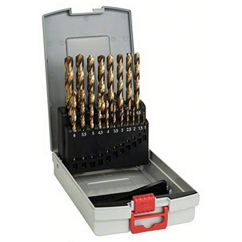 Bosch Accessories 2608587015 HSS Kit punte a spirale da metallo 19 parti TiN DIN 338 Alberino cilindrico 1 KIT