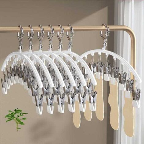 Set di tre stendibiancheria in acciaio inox bianco, grucce per biancheria intima e calzini, stendibiancheria per vestiti per bambini