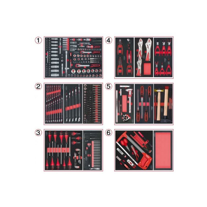 Set di utensili a 6 cassetti per carrello