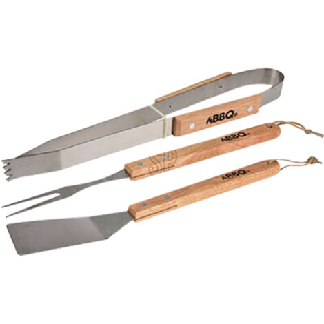 Set di utensili per barbecue con manico in legno - BBQ