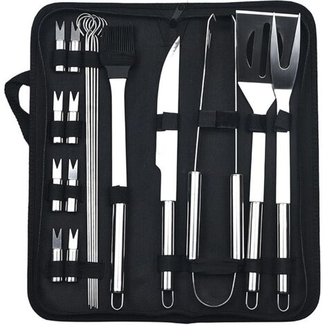 Set di utensili per barbecue da 20 pezzi - Set di accessori per barbecue professionali per cucinare all'aperto, campeggio, barbecue, affumicatura