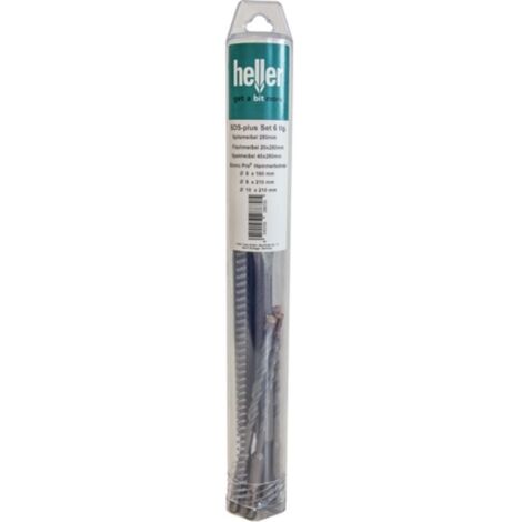Set di utensili per inserti SDS-plus 6 pezzi con punta / piatta / spatola + trapano SDS HELLER