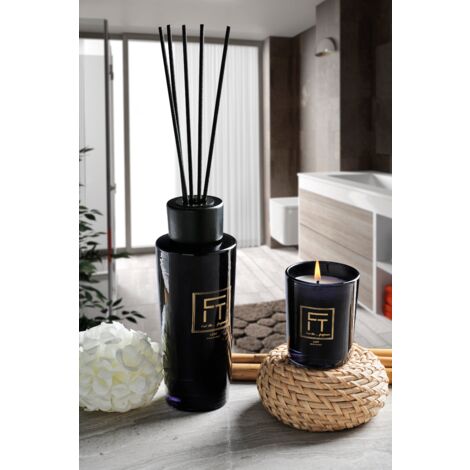 Set diffusore 200 ml. e candela 80 gr. in vetro ambrato aroma floreale