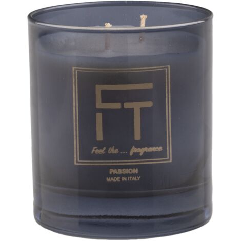 Set diffusore e candela in vetro nero fumè aroma agrumato 100 ml.
