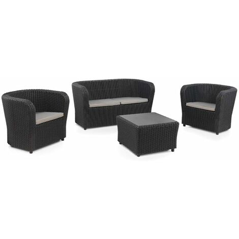 Set Diva Confort Grafito Sofá + 2 Sillones + Mesa de Centro. 4 plazas. Sp-Berner