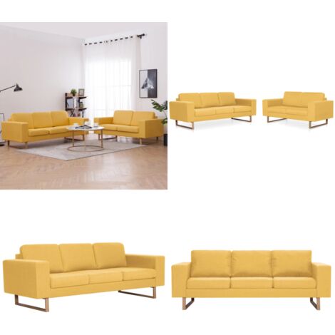 Set Divani 2 pz in Tessuto Giallo - Divano a 2 posti - Divano a 3 posti