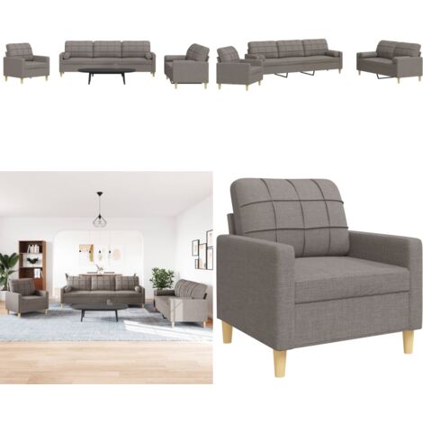 Set Divani 3 pz con Cuscini Decorativi Tortora in Tessuto - Divano a 3 posti - Cuscini decorativi