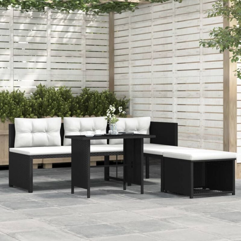 4 pz Set Divani da Giardino, Salotti da Giardino in Polyrattan Nero Vidaxl