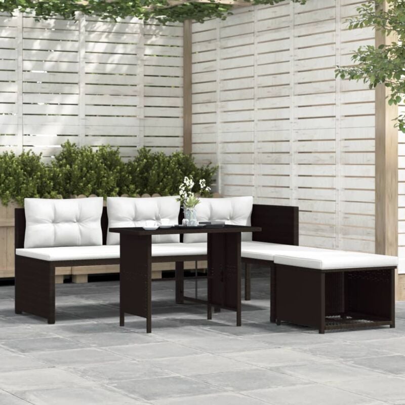 4 pz Set Divani da Giardino, Salotti da Giardino in Polyrattan Marrone Vidaxl