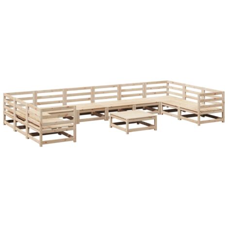 Set Divani da Giardino 11 pz in Legno Massello di Pino vidaXL