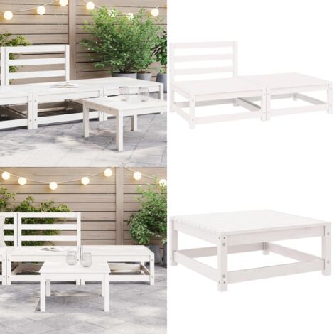 Set Divani da Giardino 2 pz Bianchi in Legno Massello di Pino - Salotto da giardino - Divano in legno