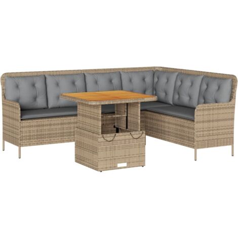 Set Divani da Giardino 2 pz con Cuscini Beige in Polyrattan vidaXL