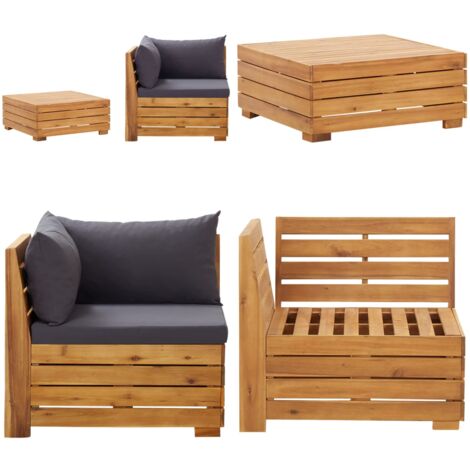 Set Divani da Giardino 2 pz con Cuscini in Massello di Acacia - Divano in legno - Cuscini per divano