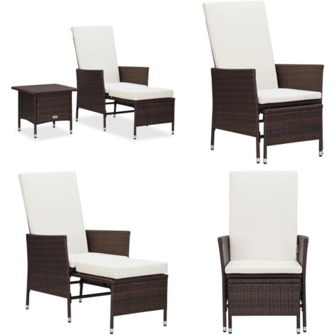 Set Divani da Giardino 2 pz con Cuscini in Polyrattan Marrone - Poltrona da giardino - Tavolino da tè