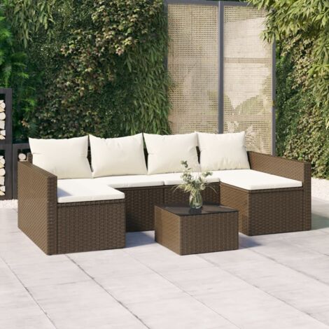 Set Divani da Giardino 2 pz con Cuscini in Polyrattan Marrone vidaXL