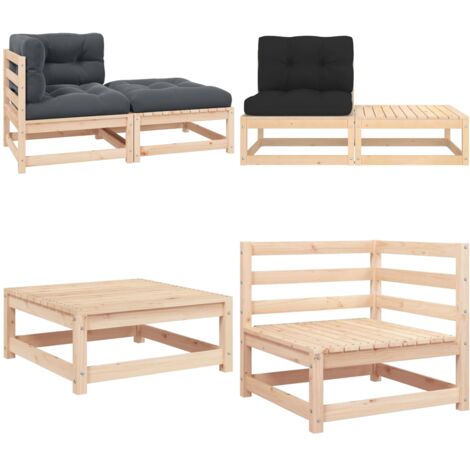 Set Divani da Giardino 2 pz con Cuscini Legno Massello Pino - Divano da esterno - Cuscino da giardino