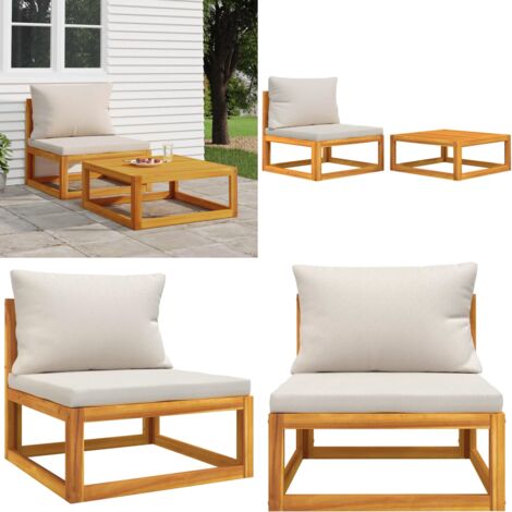 Set Divani da Giardino 2pz con Cuscini Legno Massello di Acacia - Divano in legno - Cuscino in fibra di cotone