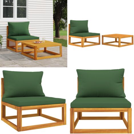 Set Divani da Giardino 2pz con Cuscini Legno Massello di Acacia - Divano in legno - Cuscino in legno