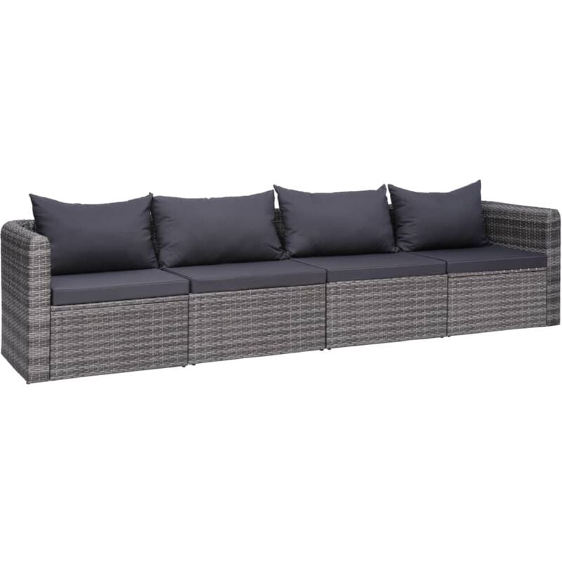 4 pz Set Divani da Giardino, Salotti da Giardino con Cuscini Grigio in Polyrattan Vidaxl