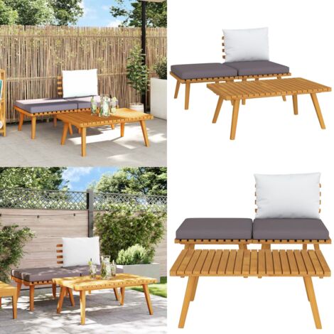 Set Divani da Giardino 3 pz con Cuscini in Massello di Acacia - Divano in legno - Cuscini per divano