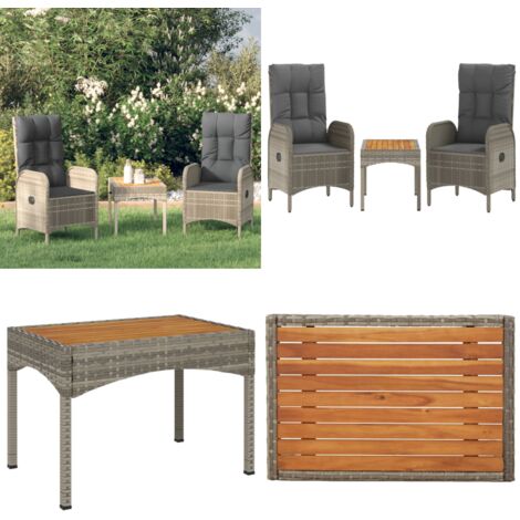 Set Divani da Giardino 3 pz con Cuscini in Polyrattan Grigio - Sedie da giardino - Cuscini da giardino