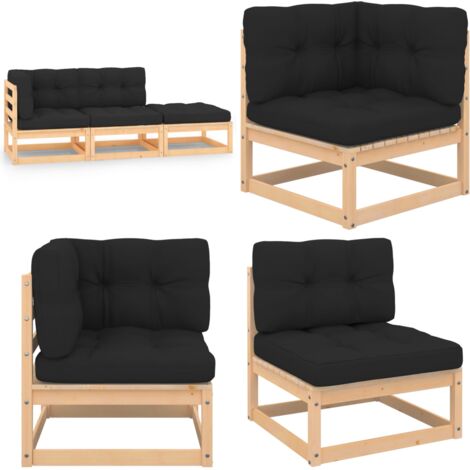 Set Divani da Giardino 3 pz con Cuscini Legno Massello di Pino - Divano in legno - Cuscini per divano